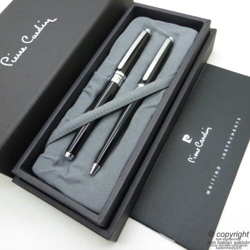 Pierre Cardin Status Black Roller Pen + Ballpoint Pen | İsme Special Pen | Gift Pen
