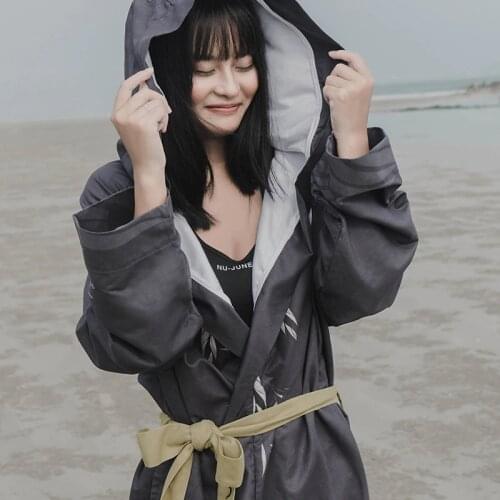 Nu-June Men Women Change Robes Poncho Quick-Dry Hooded Nightgown Towel Sweat-Absorbent Swim Robe Beach Pool Diving Suit Swimming