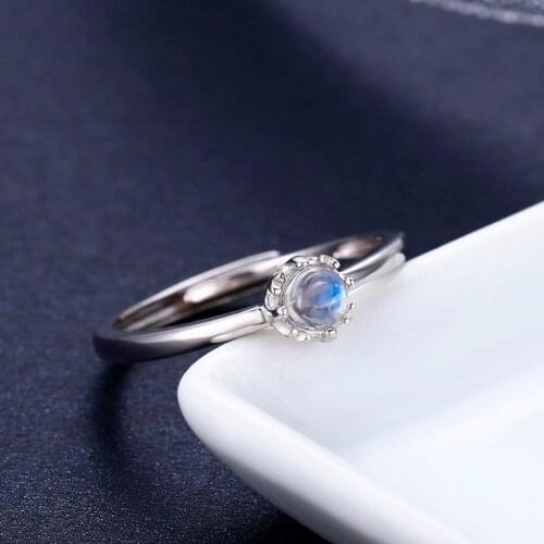 Vintage 925 Sterling Silver Victoria Style 7A Natural Moonstone Rings For Women Wedding Engagement Jewelry Finger Bague Aneis