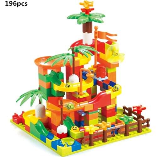 Small Size Building Blocks Marble Race Run Sets Bricks Maze Ball Funnel Scenes Slide Track Kids Toys Birthday Boys Girls Gifts