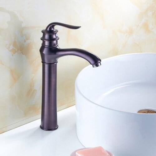 Brass sink basin faucet mixer water tap retro, Antique oil rubbed bronze basin faucet red, Copper wash basin faucet hot and cold