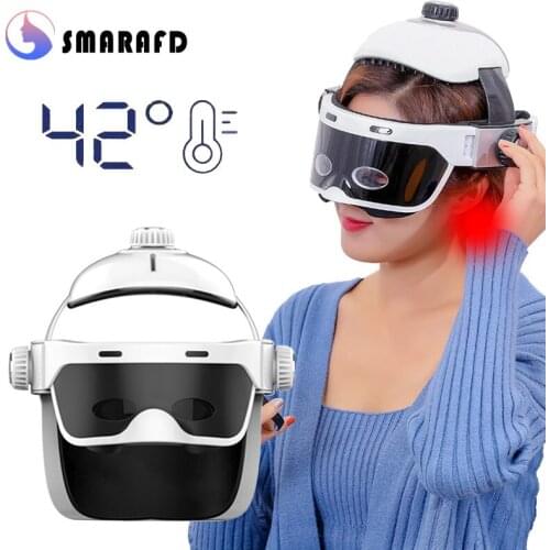 Two-in-one head and eye massager, relieve stress, promote sleep, music massage, helmet infrared automatic pressure massager