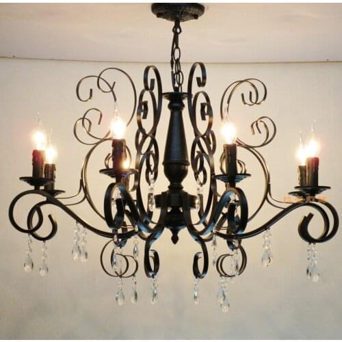 Multiple Chandelier Fashion iron crystal candle Living room study Pastoral cafe clothing store 3/6/8heads lighting ZX118