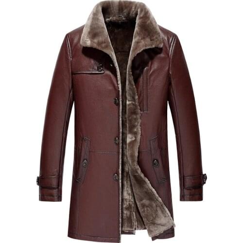 Mens Leather Jacket Winter Jacket Men Genuine Sheepskin Coat Real Wool Fur Liner Warm Jackets Plus Size Veste JLK18FG1701 Y1863