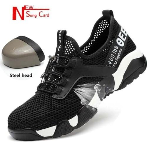 New song card Mens Work Safety Shoes 2019 Summer Lightweight Breathable Steel Toe Construction Protective Sneaker For Men boots