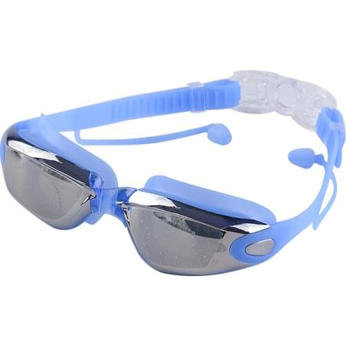 Professional Swimming Waterproof Adult Silicone Large Box Swimming Glasses Goggles Anti-Fog Plating Swimming Glasses