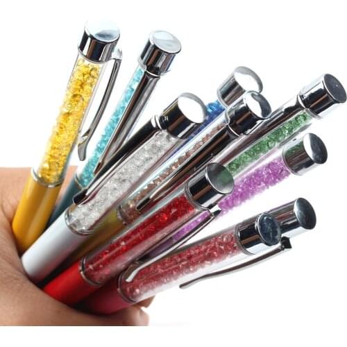 2PCS Genkky Crystal Pen Diamond Ballpoint Pens Stationery Ballpen Novelty Gift Office Material School Supplies