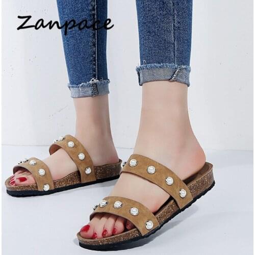 Big Size 34-44 Slippers Womens Cork Slides Sandals Summer Outside Home Slippers Casual Clogs Flip Flop Flat with Beach Slippers