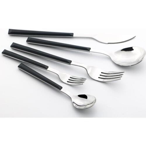 Western Black Silver Dinnerware 4/5Pcs Stainless Steel Cutlery Set Knife Fork Coffee Tea Spoon Silverware Kitchen Tableware Set