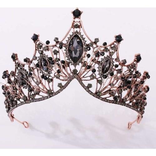 FORSEVEN Retro Baroque Style Black/Purple Crystal Princess Diadem Tiaras and Crowns Women Bride Noiva Wedding Jewelry Headbands