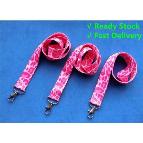 1piece Pink/Red Leopard Lanyard for keys Cheetah ID Badge Holders Animal Phone Neck Straps with Keyring 1 inch wide