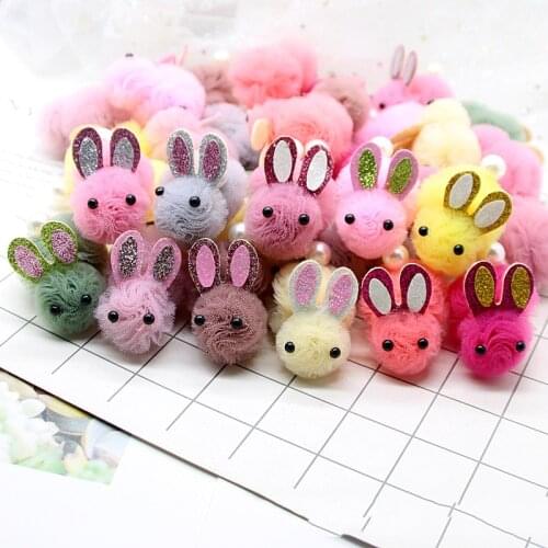 11pcs/lot 3x4.5cm Mesh fabric Lovely Rabbit Appliques for clothing DIY handmade Children Hair Accessories and Clothes Sewing