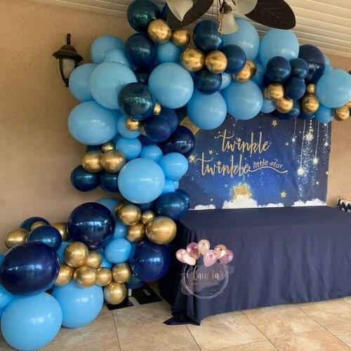 127pcs Boys Birthday Party Balloon Garland Arch Kit Metallic Gold Navy Blue Confetti Latex Balloon Wedding Anniversaire Decors