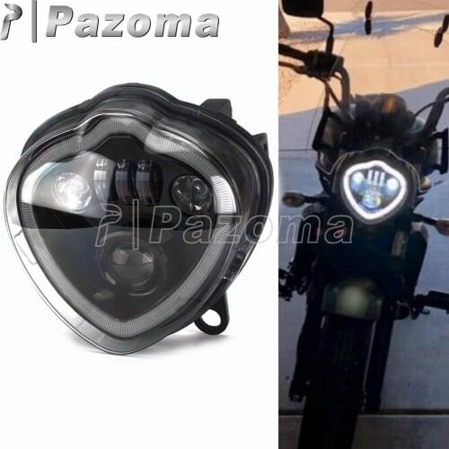 2015-2021 For Kawasaki Vulcan 650S EN650 LED Headlight W/ Hi/Lo Beam & DRL Angel Eyes Running Light Motorcycle Lights Assembly
