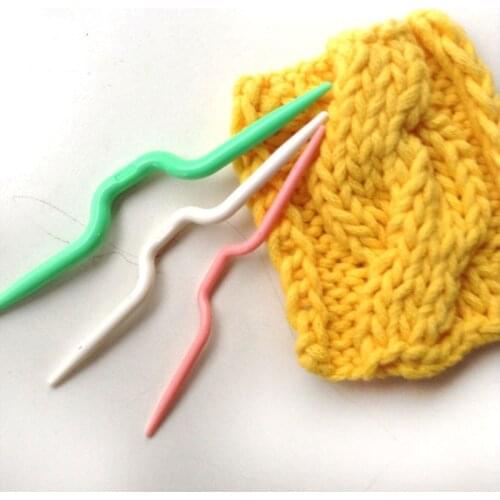 3 Size ABS Plastic Crochet Hook Knitting Needles Sweater Crooked Twist Curved needle Craft DIY Tool