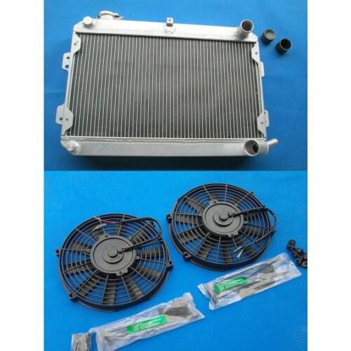 ALUMINUM RADIATOR & Fans For MAZDA RX7 SERIES 1 2 3 S1 S2 S3 SA/FB MT RX-7 1979-1985 1979 1980 1981 1982 1983 1984 1985 3 ROW