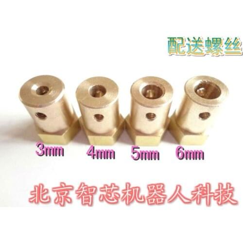 4pcs/lot 6mm Smart Car Wheels Chassis DC Gear Motor / Stepper Motor Hex Coupling wholesale Retail Dropshipping + Free Shipping