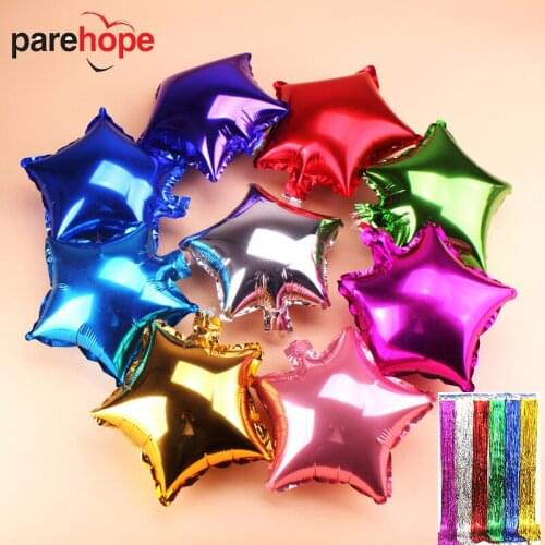 5pcs 18'' Star Heart Foil Balloons Tassel Wedding Birthday Party Decorations Kids Adult Balloons Gender Reveal Party Supplies