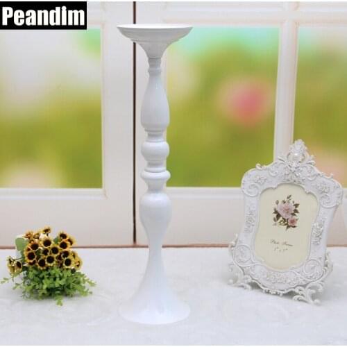 PEANDIM 10PCS/LOT White Metal Candle Holder Candle Stand Romantic Ideas for Wedding Centerpiece Road Lead Flower Vase Holder