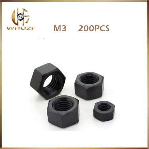 Free shipping 200pcs M3 Nut Hex Nut Grade Black Stainless Carbon Steel Thread Nut Hex Nutsertstainless bolts,nails