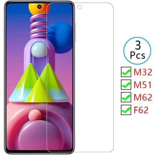 Case for samsung m51 m62 f62 m32 cover screen protector tempered glass on galaxy m 51 f 62 32 51m 62m 62f protective phone coque