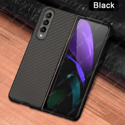 For Samsung Galaxy Z Fold 3 5G Fold3 2 Case Luxury Carbon Fiber Texture PU Leather Ultra Thin Shockproof Back Phone Cover