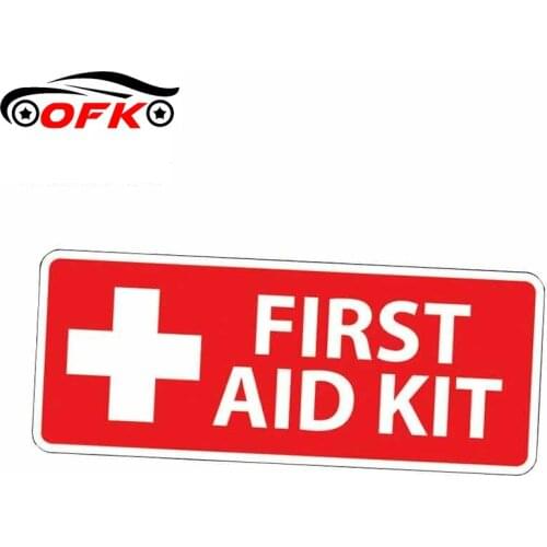 OFK 13cm X 6cm Car Sticker Reflective RED First Aid Kit Sticker 1st Aide Decal Emergency Safety Alert Graphic