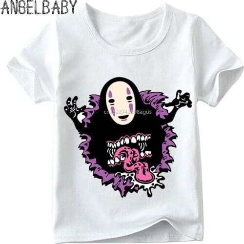 Children Anime The No Face Spirit Design Funny T shirt Boys/Girls Summer Cartoon Tops Kids Soft White T-shirt,ooo2268
