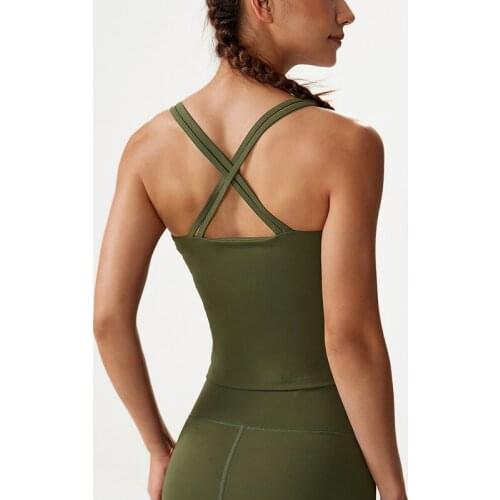 Fitness-Training Women Solid Color Workout Running Yoga Top Gym Sports Vest Slim With Chest Pad Shockproof Underwear C101