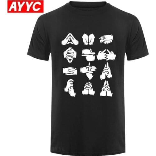 AYYC T Shirt Tshirt Hand Signs New O neck T shirts Amine Cotton Designs T Shirts Male Tees Short sleeved Streetwea