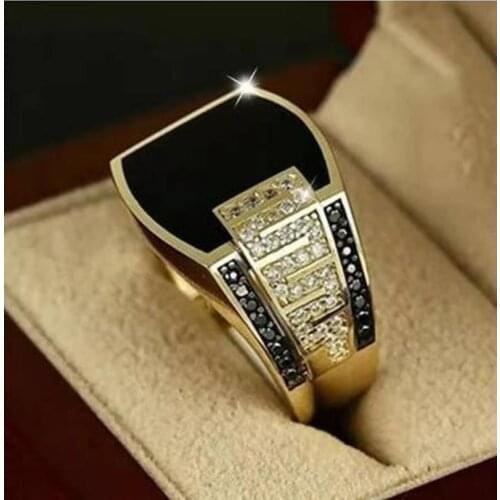 Creative Gold Colors Hip Hop Ring for Men Punk Style Inlaid Zircon Party Punk Motor Biker Rings Fashion Jewelry Gift