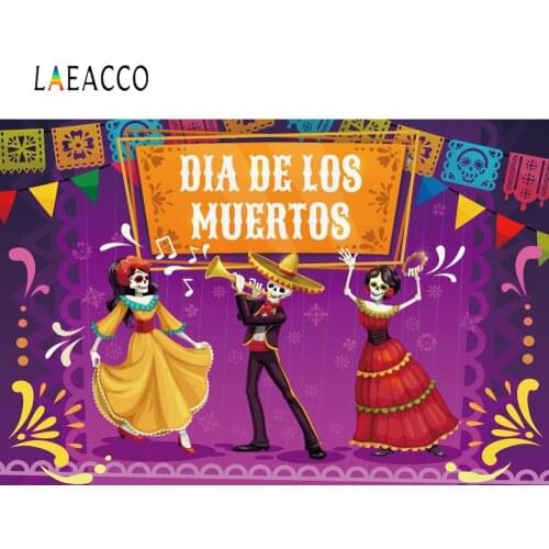 Laeacco Photo Background Mexican Day Of Dead DIA DE LOS MUERTOS Celebration Party Cartoon Photographic Backdrop Photo Studio