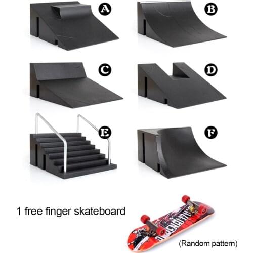 Mini Finger Toy Skateboard Skate Park Ramp Kit With 1 Finger Skateboard Ramp Parts For Finger Skateboard Training Props #1
