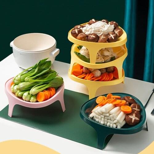 Multi-Purpose Fruit Bowl Tray Vegetable Organizer Food Storage Containers Superimposable Hot Pot Side Dish Kitchen Organizer