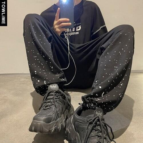 Fashion New Mens Paint Spots Loose Casual Track Pants Korean Streetwear Men Sweatpants Hip Hop Couple Leisure Joggers Pantaloons