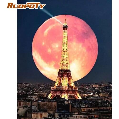 RUOPOTY 60x75cm Frame DIY Painting By Numbers Paris Landscape Modern Home Wall Art Handpainted Diy Craft Gift For Home Decors