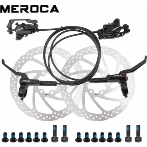 MEROCA MTB Hydraulic Disc Brake Set Double Piston Drive Front Rear 800mm Left Rear 1400mm Oil Pressure Disc Brake Bike Oil Brake