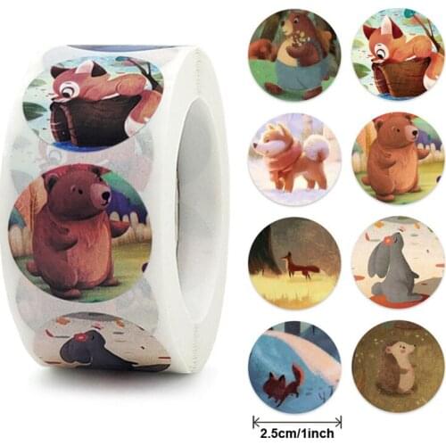 100-500pcs Cartoon Animals Sticker 8 designs Round Seal Labels for Kids Encourage School Teacher Supplies Child Reward Sticker