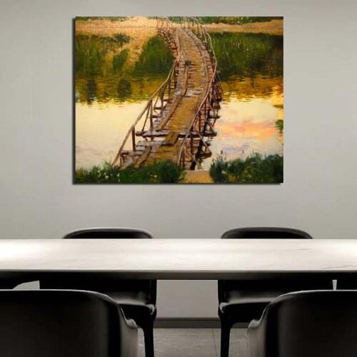 Isaac Levitan Bridge Wall Art Canvas Poster And Prints Canvas Painting Decorative Picture For Office Living Room Home Decoration