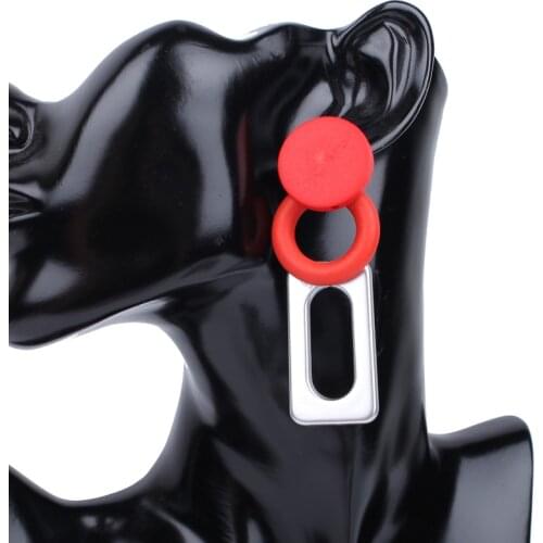 New Red Wooden Bead Geometric Pendant Earrings For Women Fashion Design Gothic Drop Earrings Handmade Gift Party Wedding Jewelry