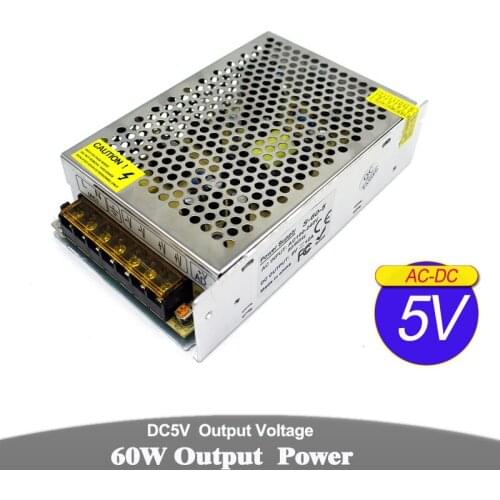 Single Output DC5V 60W Power Supply LED Driver Transformers 110V 220V AC to DC5V Power Source For USB Strip Light Lamp CCTV