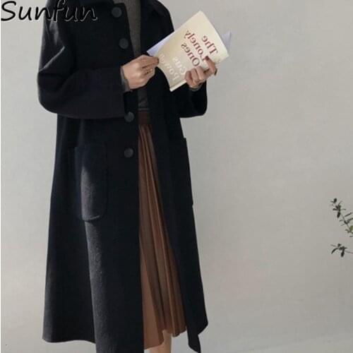 Women Coat Cashmere Female New Overcoat Winter Warm Thick Wool Long Cardigan Gray Woolen Blend Manteau Femme Hiver Winter Coat