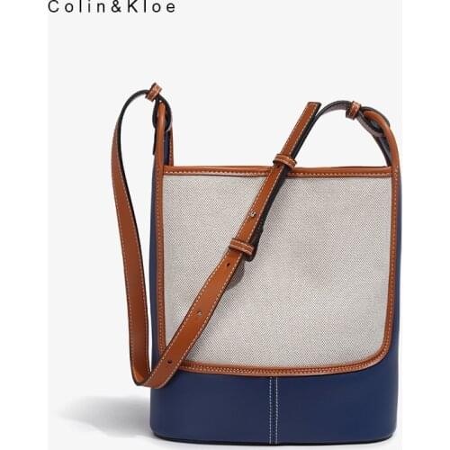 A Generation of Hair Color Canvas Bucket Womens Bag Trend Large Capacity Bag 2021 New Womens Bag One-shoulder Cross-body Bag