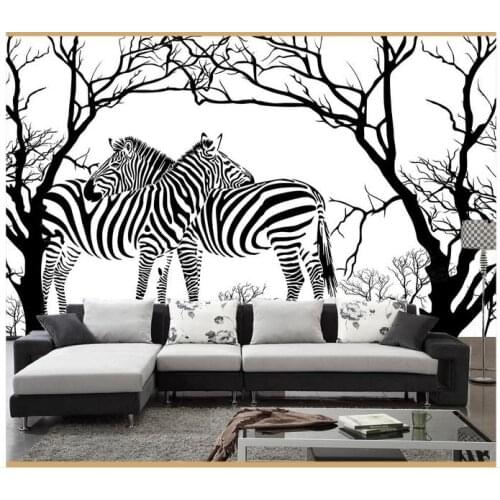 Custom photo wallpaper 3d wall murals wallpaper Black and white tree zebra sitting room sofa background wall reliefs home decor