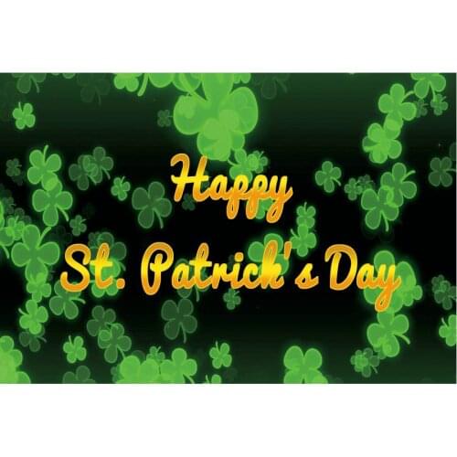 Holiday Backdrop Green Clover with Black Photography Background Celebration Photo Booth Studio Decor
