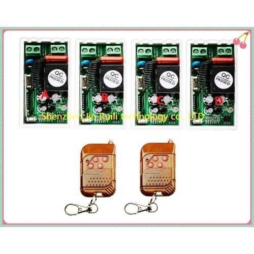 RK01S-220-J High Quality 4x AC 220V RF Wireless Switch Relay Receiver 2x 1CH Remote Controllers