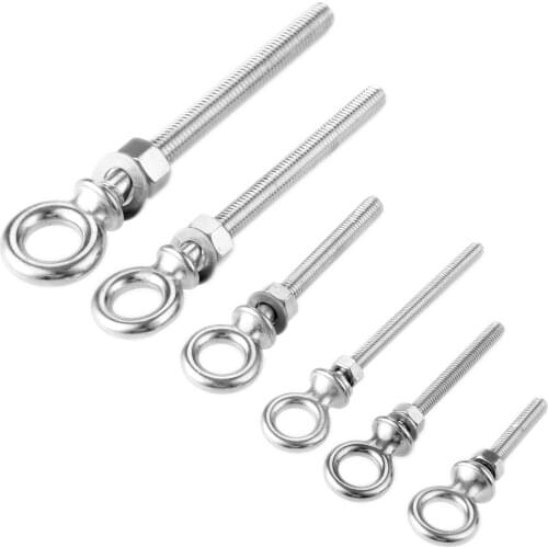 1Pc M6 M8 M10 M12 Stainless Steel Lifting Eye Bolts Eyebolts with Nuts Washers Round Ring Hook Bolt Screw Fasterners 40-120mm