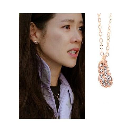 Vintage Feather Hyun Bin Son Ye Jin Stud ear Korean dramas TV For Women Earrings pendientes brincos ornament