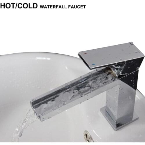 Great Quality Chrome Plating Hot Cold Water Tap Bathroom Waterfall Faucet Basin Tap Mixer