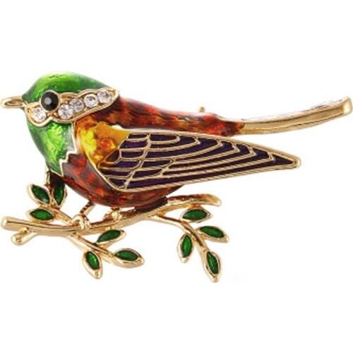 Alloy Enamel Color Bird Brooch Pins Women Garment Jewelry Sweater Buckle XZ406